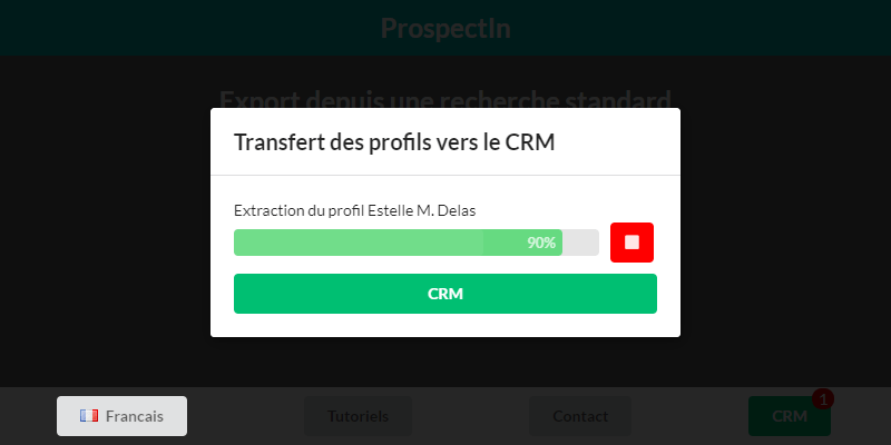 Transfert de prospects LinkedIn vers prospectIn